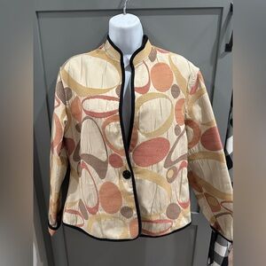 Khangura Size Small Beige Pattern Single Button Jacket‎